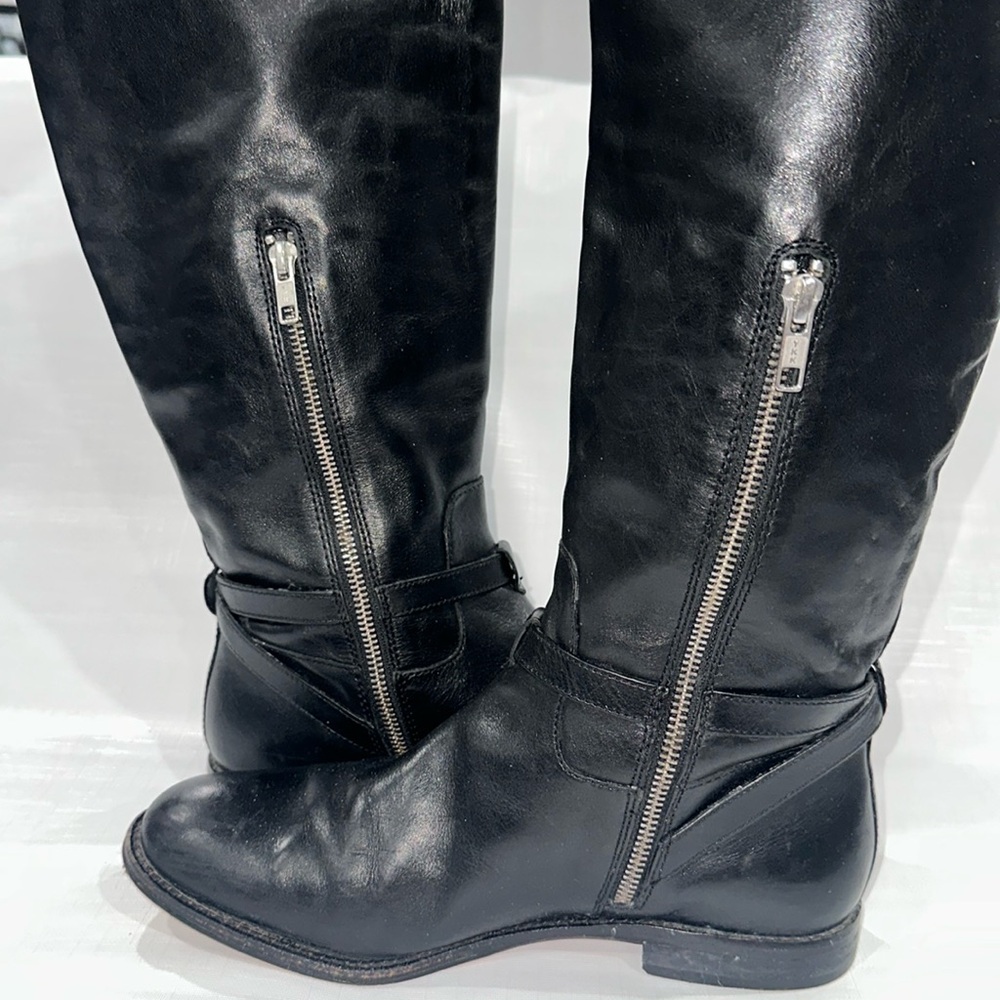 Coach Mysie Black Tall Leather Riding Boots - Picture 7 of 11